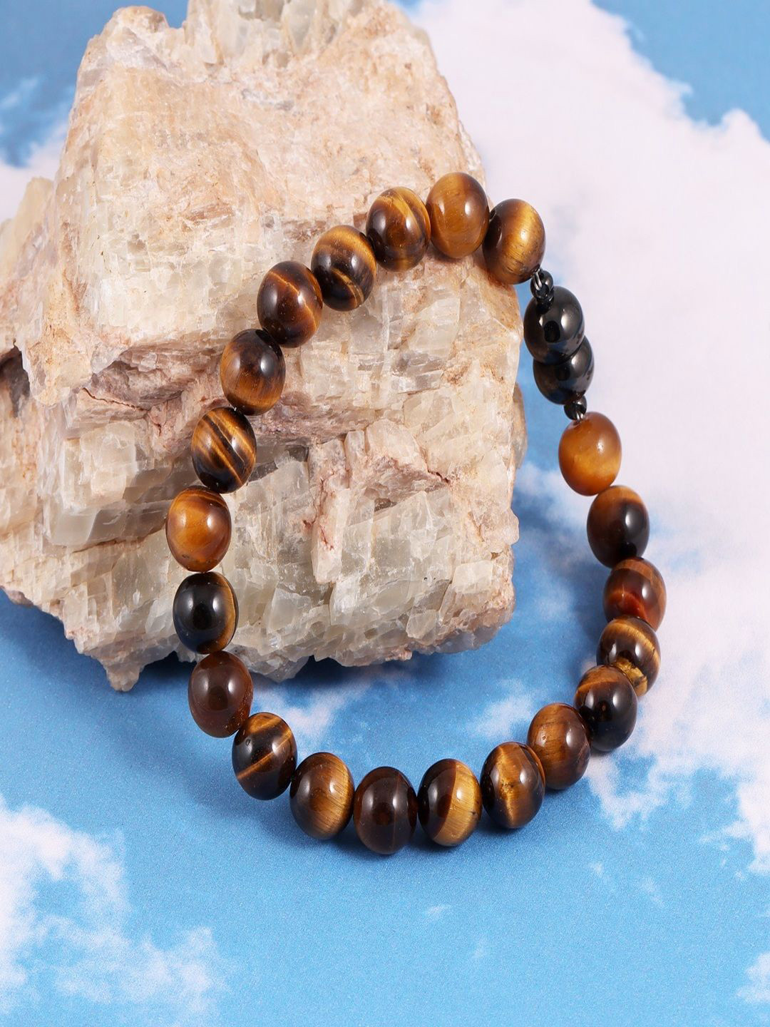 Nirvana Unisex Tigers Eye Beaded Elasticated Bracelet
