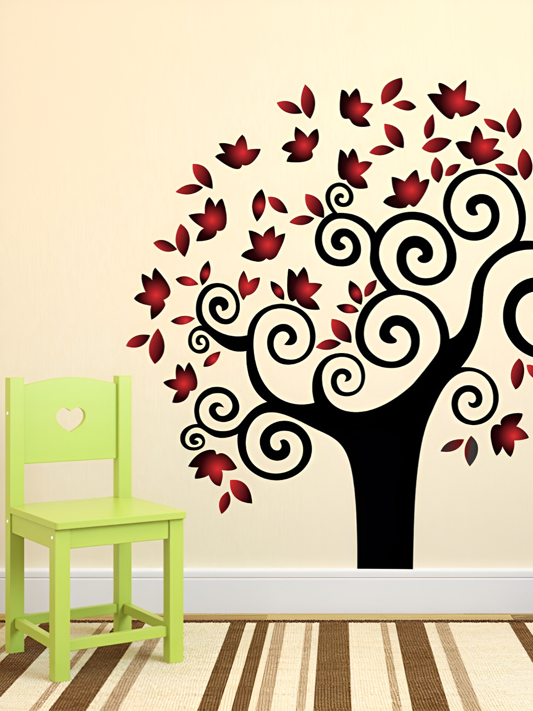 LANSTICK Red & Black Printed Self Adhesive Wall Sticker