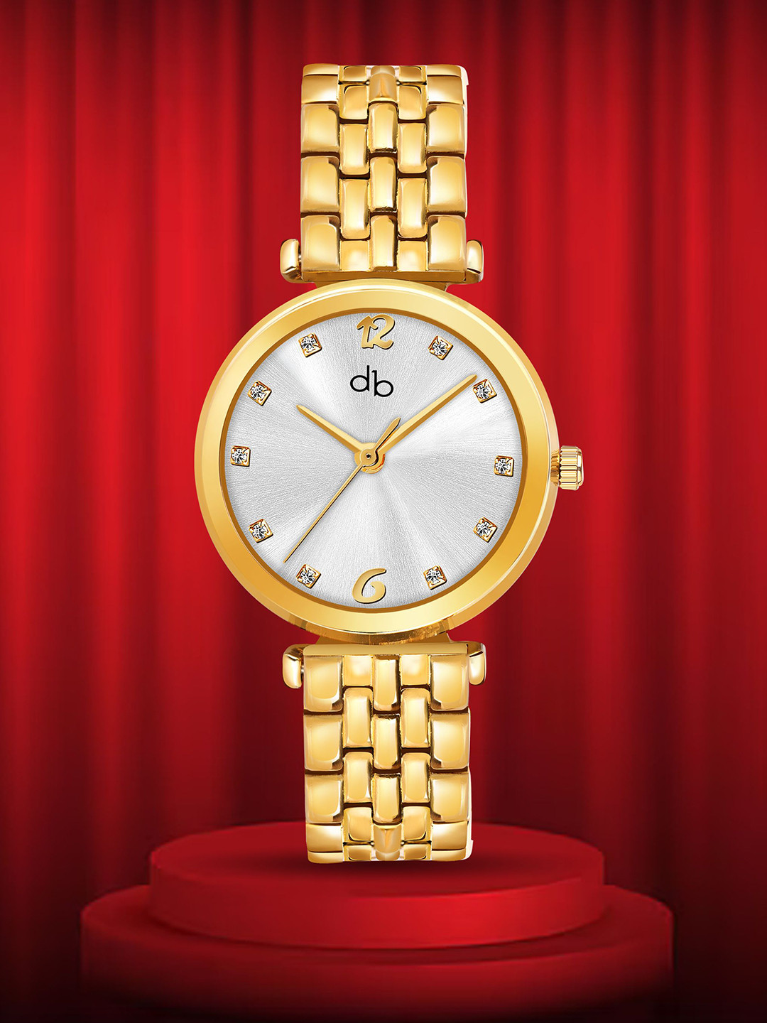 DressBerry Women Brass Dial & Stainless Steel Straps Analogue Watch DB-029-Silver