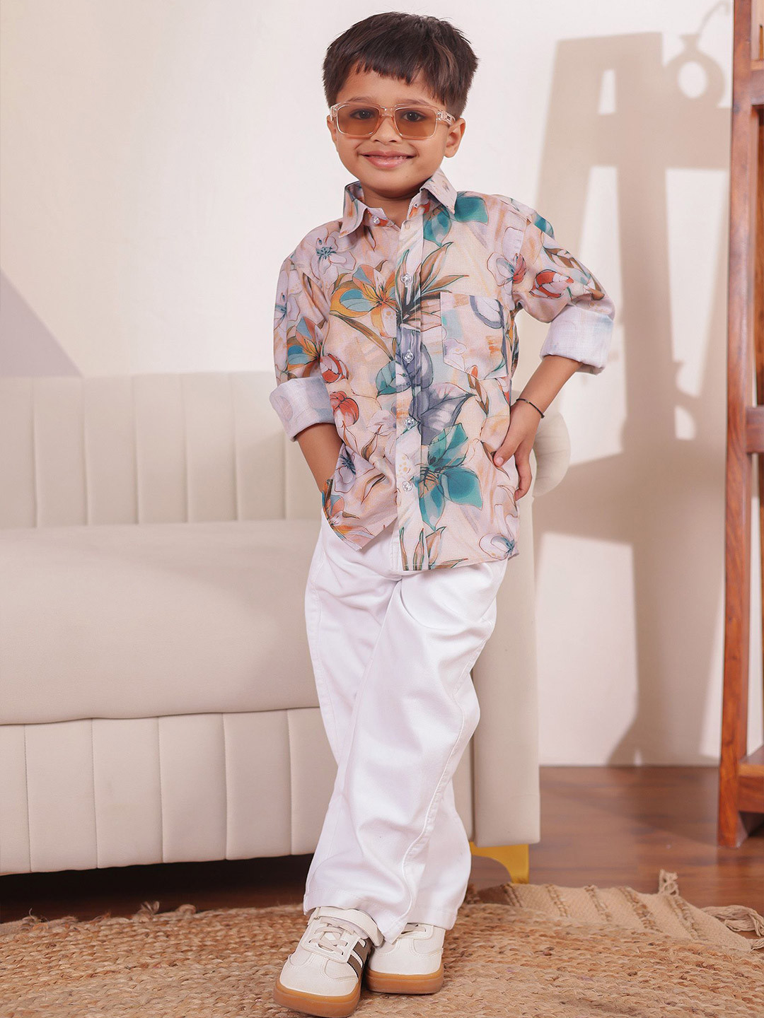 Stuffie Land Boys Classic Printed Casual Shirt
