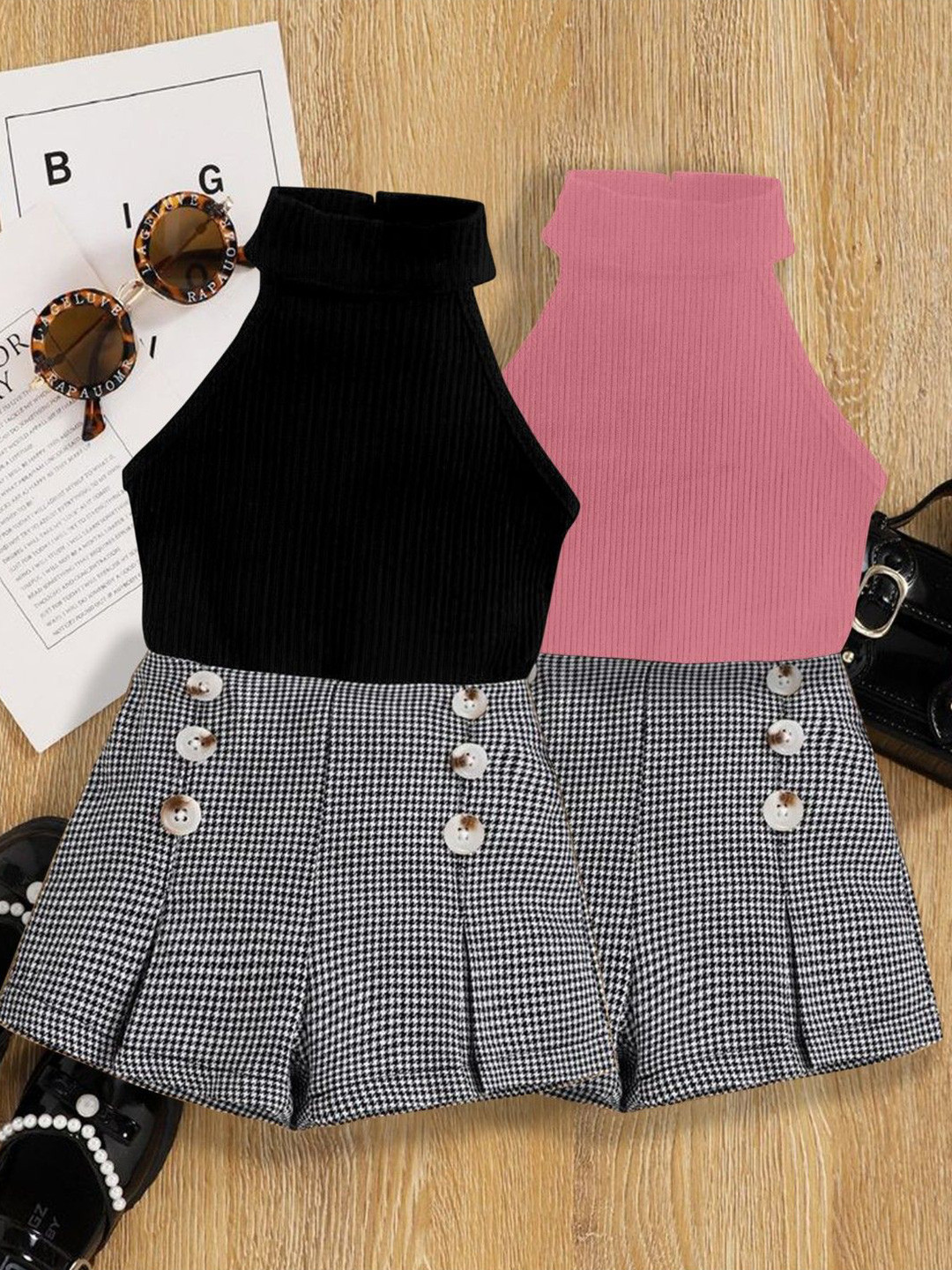 DEL LUNA Girls Pack of 2 Print Jumper Dress