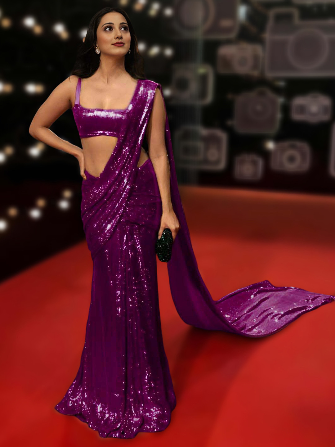 SHYAMLATA Embellished Sequinned Pure Georgette Saree