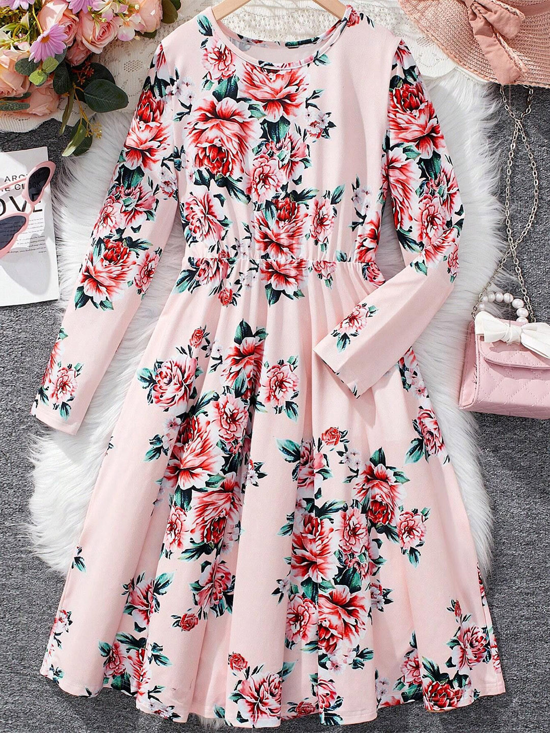 Kidotsav Floral Print Fit & Flare Maxi Dress