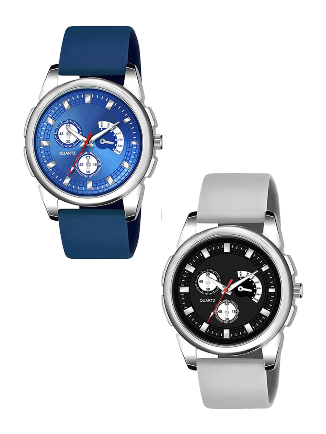 JUST LIKE Men Pack Of 2 Analogue Watch 883 Avio All blue&black dial gray belt c-2