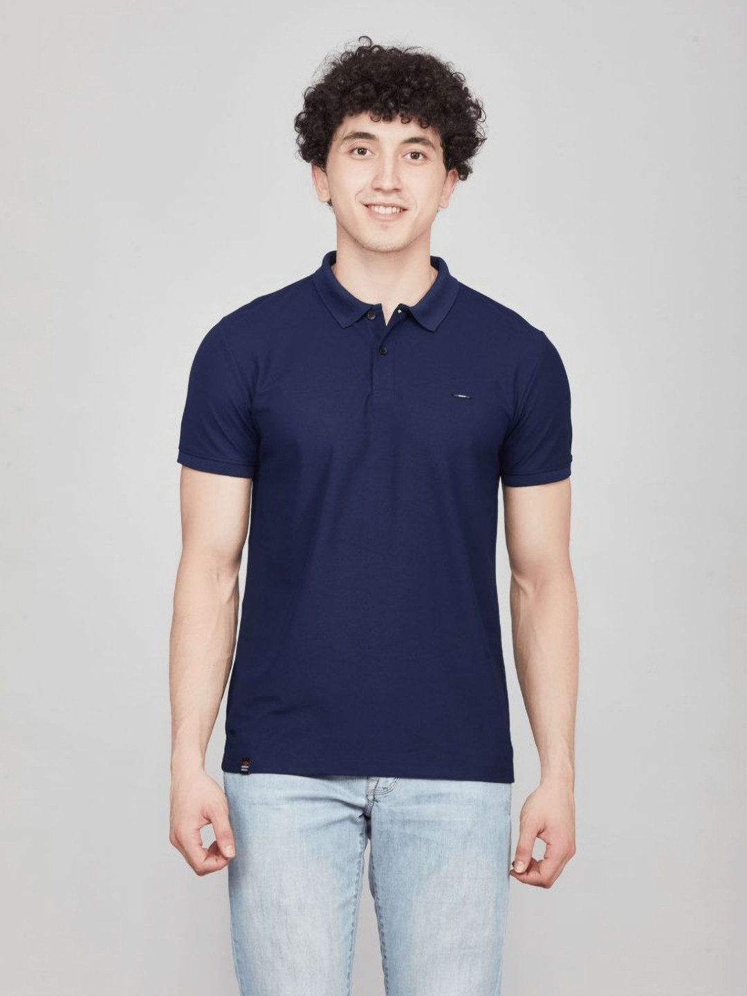 Nostrum Cherry Half Sleeve Navy Plain Polo T-shirt