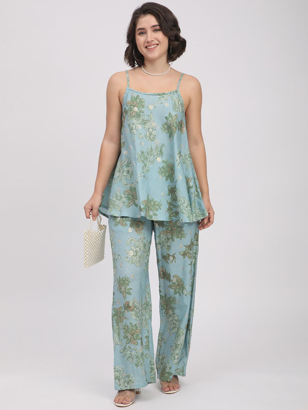 R&B Square Neck Tunic With Trousers Co-Ords