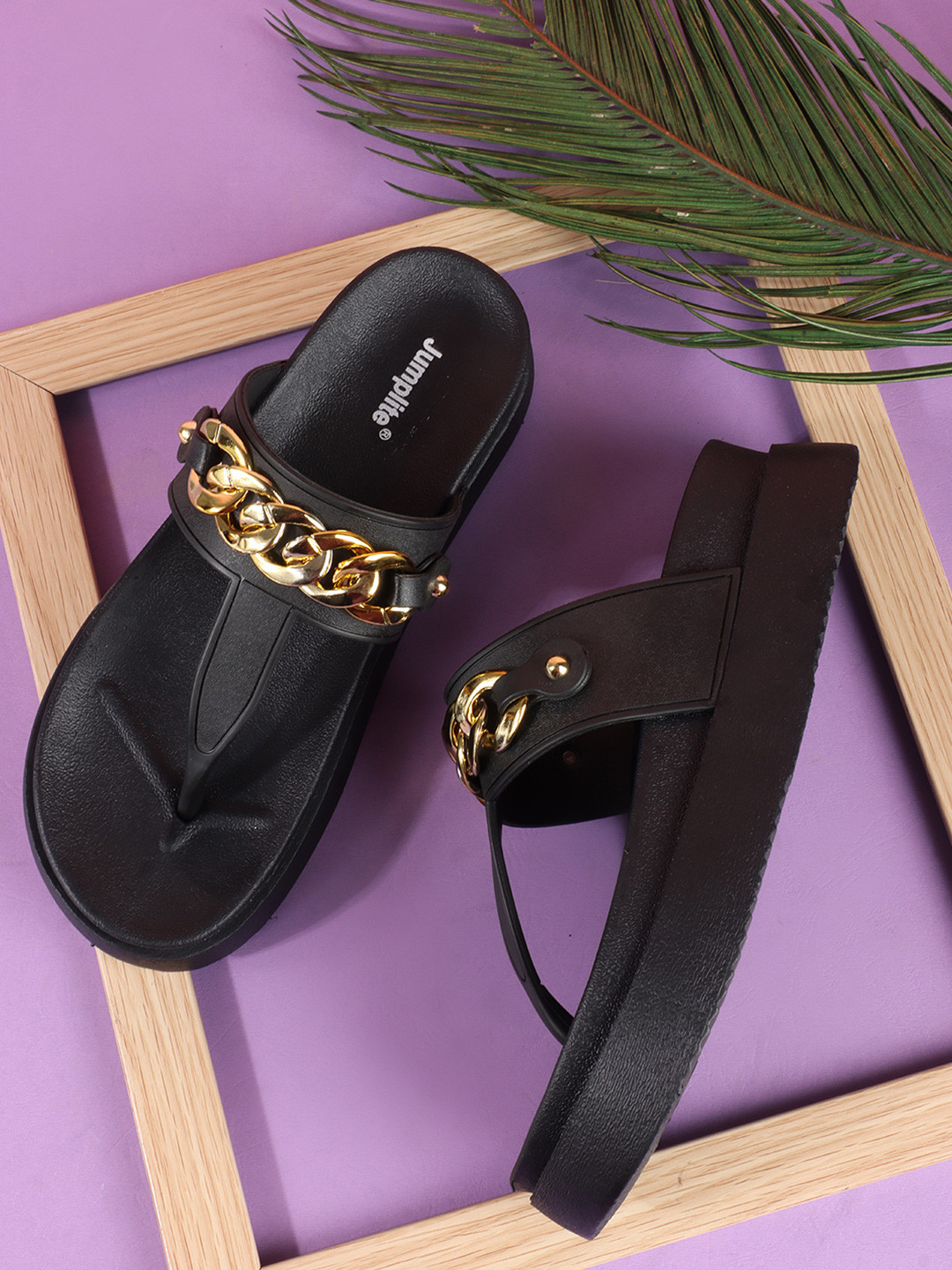 JUMPLITE Women Casual Slip-On Open-Toe Flats