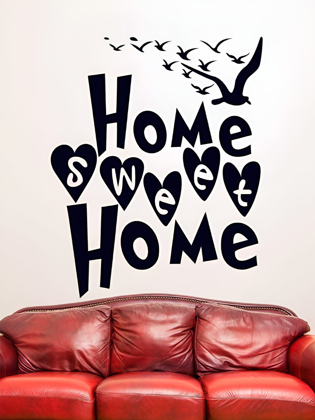 LANSTICK Black Sweet Home With Birds Self Adhesive Wall Sticker