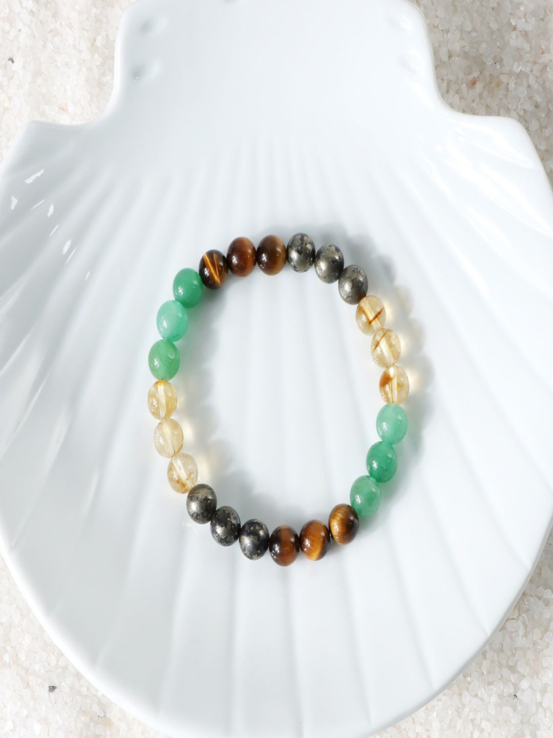 Nirvana Unisex Citrine Beaded Money Magnet Stretchable Elasticated Bracelet