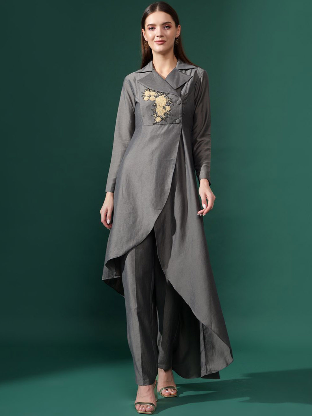 AAKAAR Asymmetrical Tunic & Trousers  Co-Ords