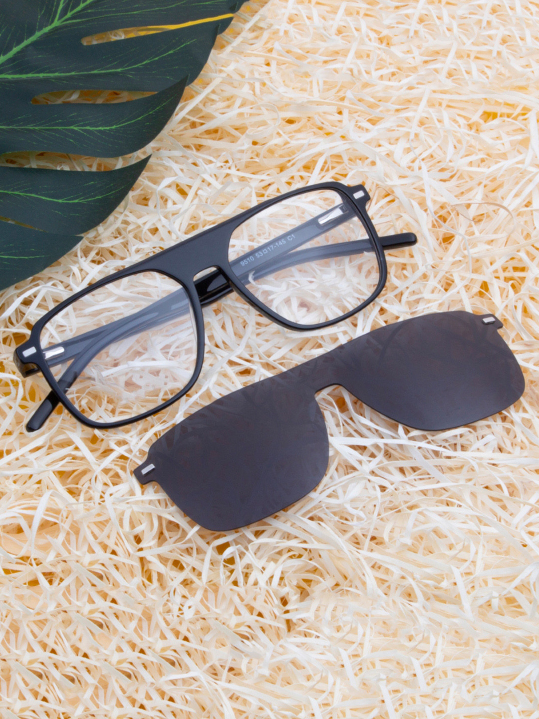 Ted Smith Unisex Black Aviator Acetate Clip On Frames Clip On Sunglasses With Polarized Lens