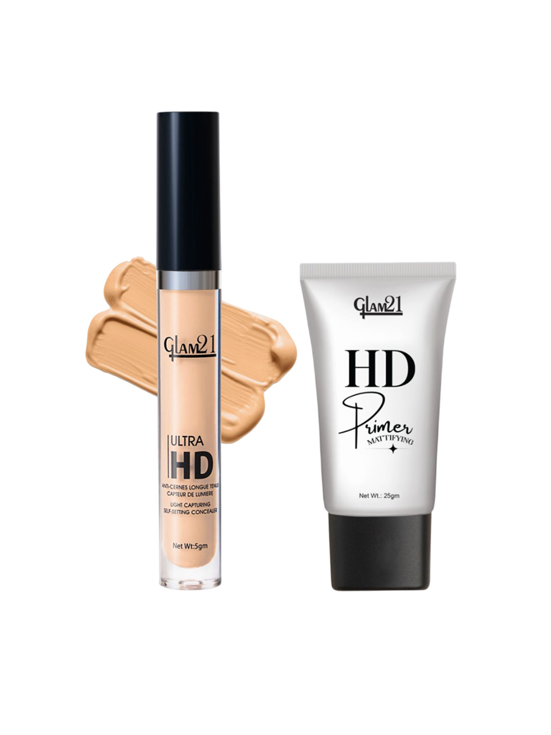 GLAM21 Set of Ultra HD Concealer 5g - Toast & Illuminating Primer 25g - 01