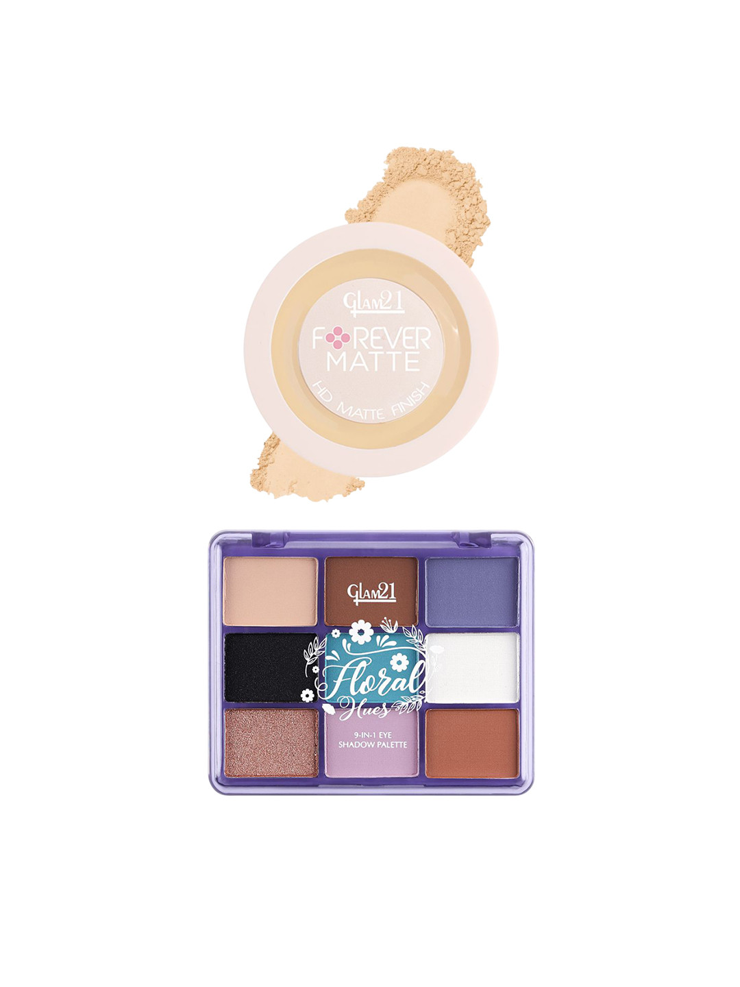 GLAM21 Set Of 2 Floral Hues Eyeshadow Palette -01 & Forever Matte Compact Powder-01