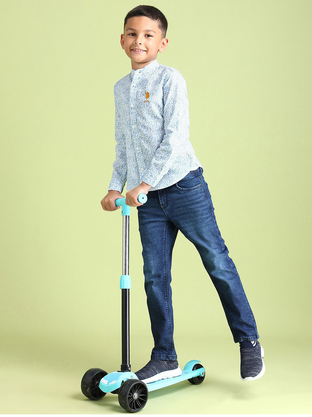 U.S. Polo Assn. Kids Boys Leaf Printed Pure Cotton Shirt