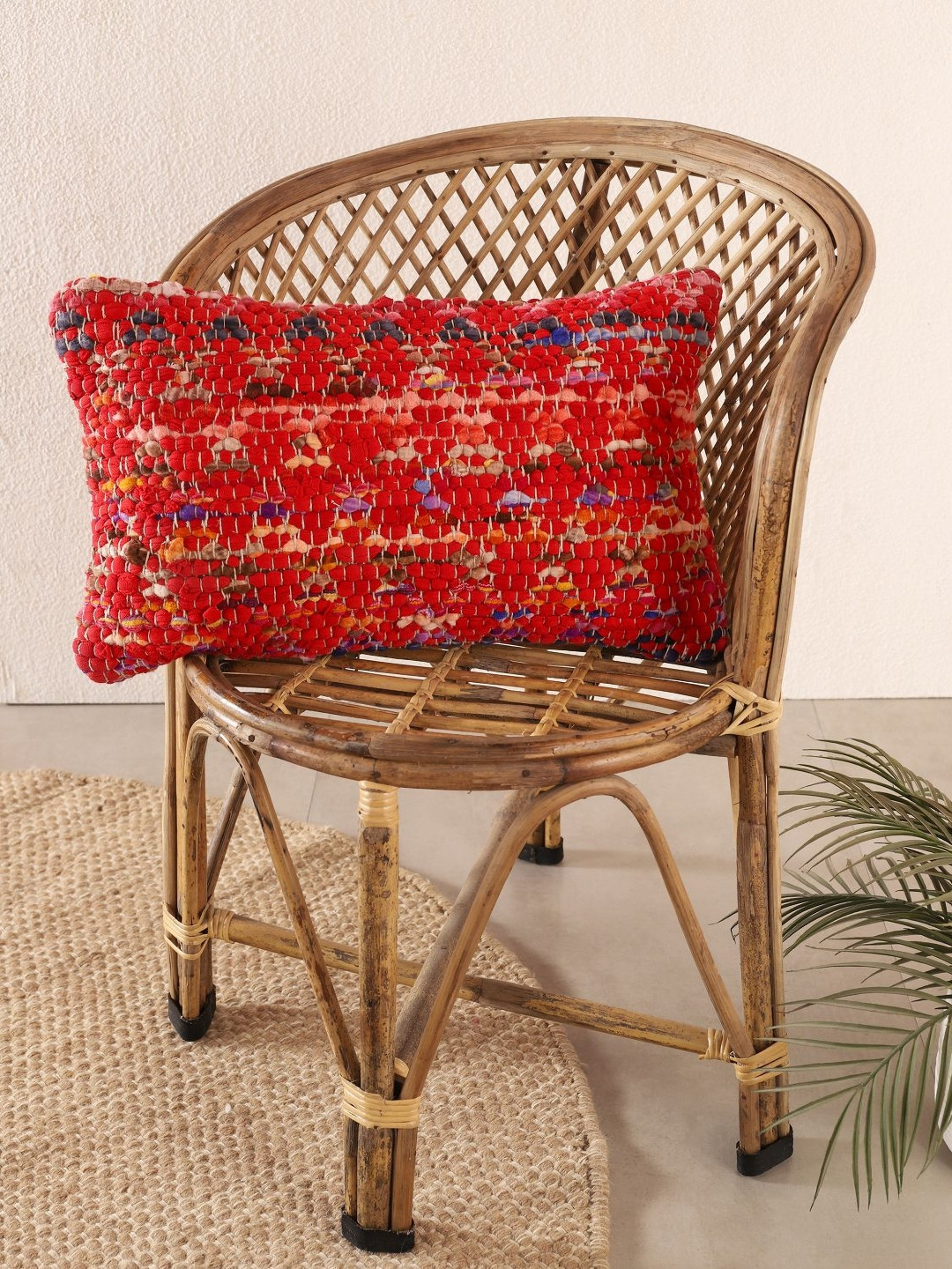 HANDICRAFT PALACE Embroidered Braided Cotton Rectangle Cushion Cover