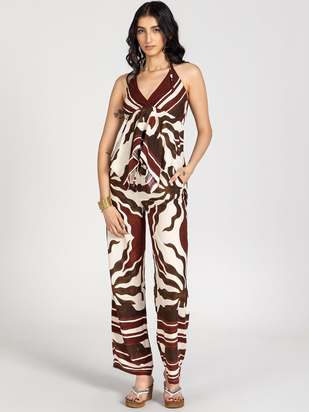 Past Modern Halter Neck Top With Trousers Co-Ords