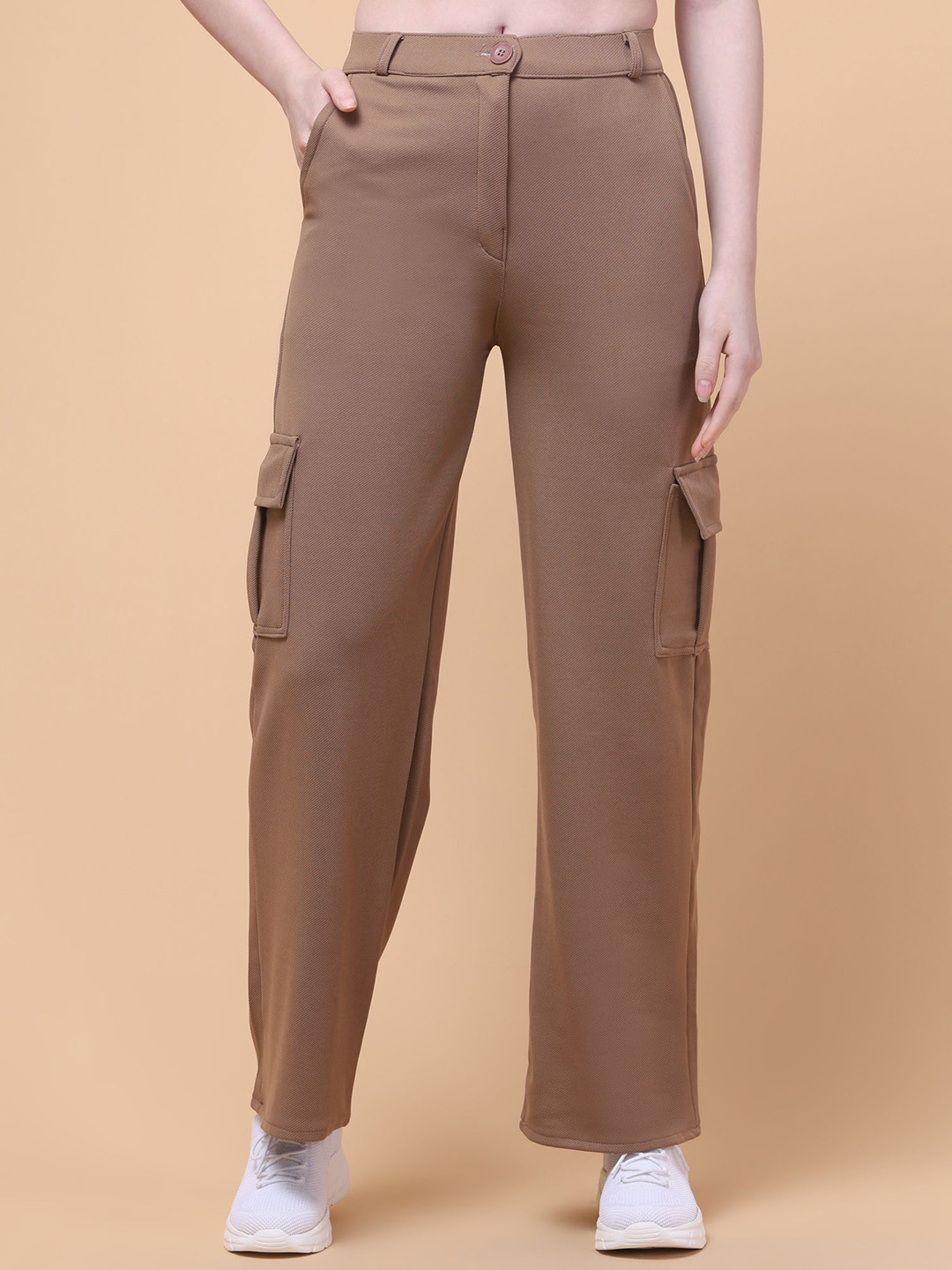 Charitra Women Relaxed High-Rise Easy Wash Cargos Trousers