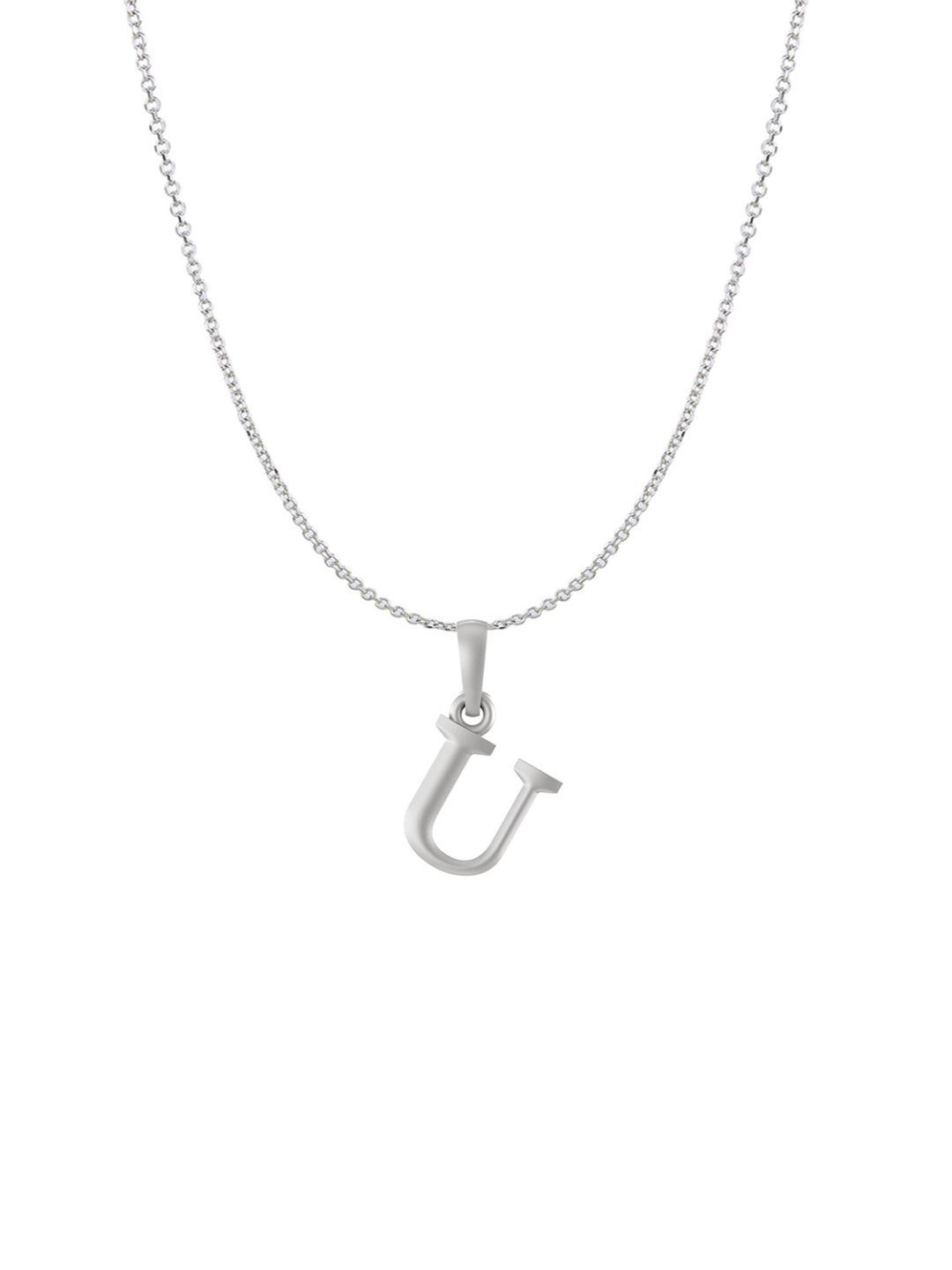 Metronaut 92.5 Sterling Silver U Alphabet Pendant With Anchor Chain