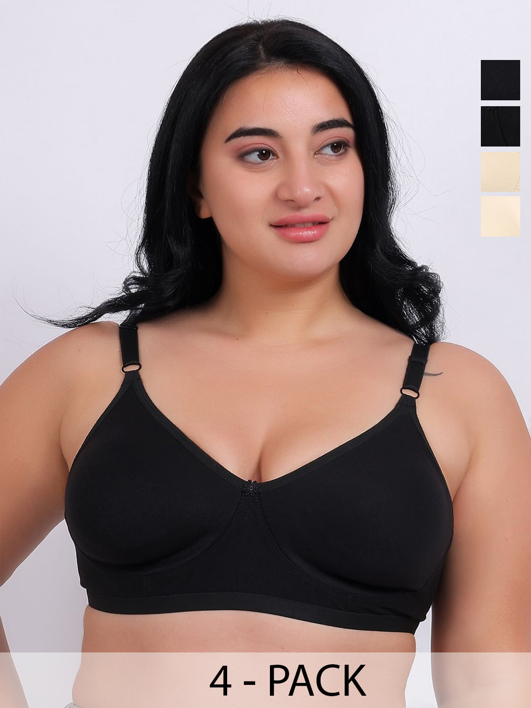 Fabme Pack Of 4 Full Coverage Cotton Seamless Bra