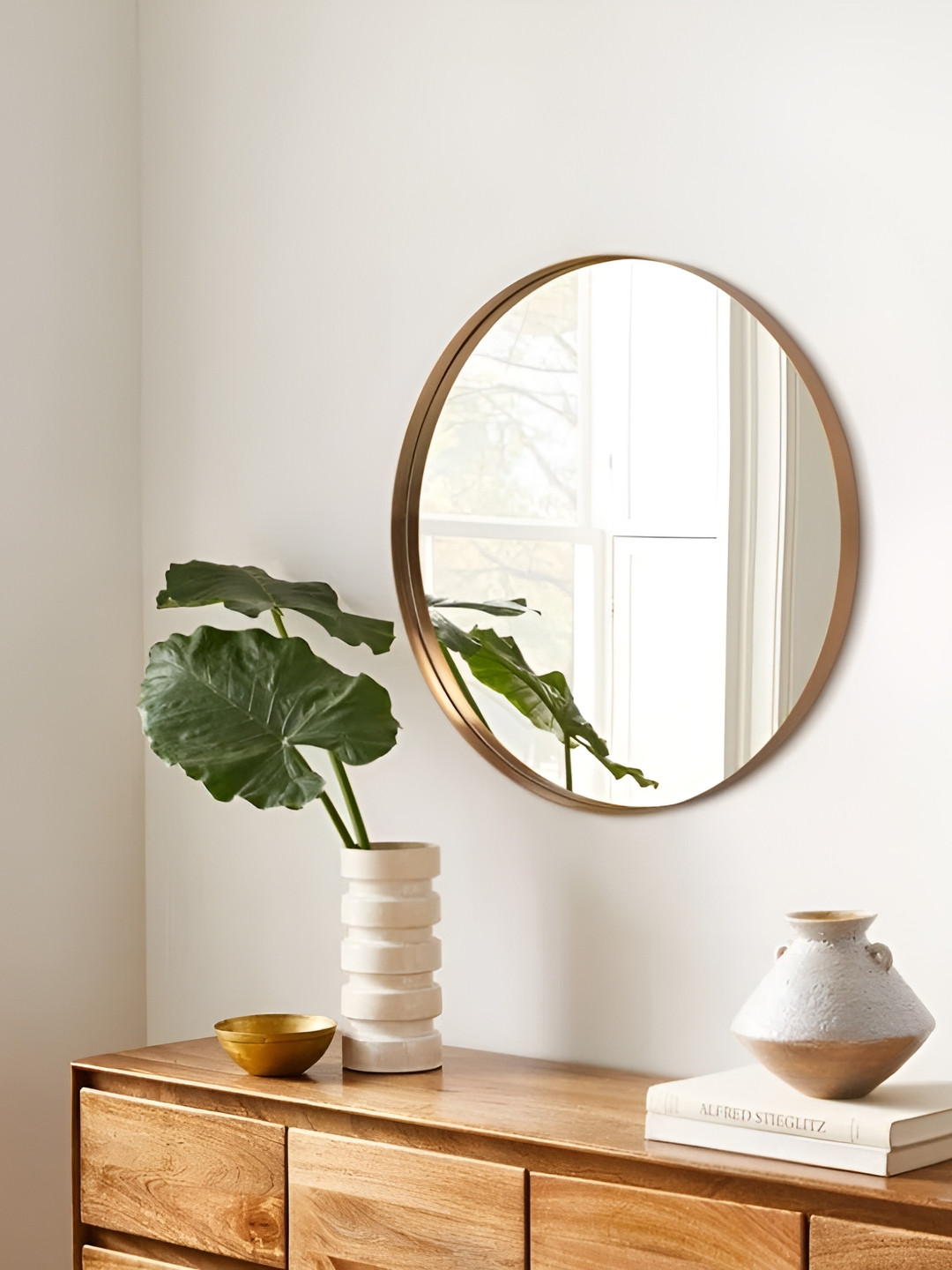 Wall Of Dreams Modern Yellow Round Metal Wall Mirror