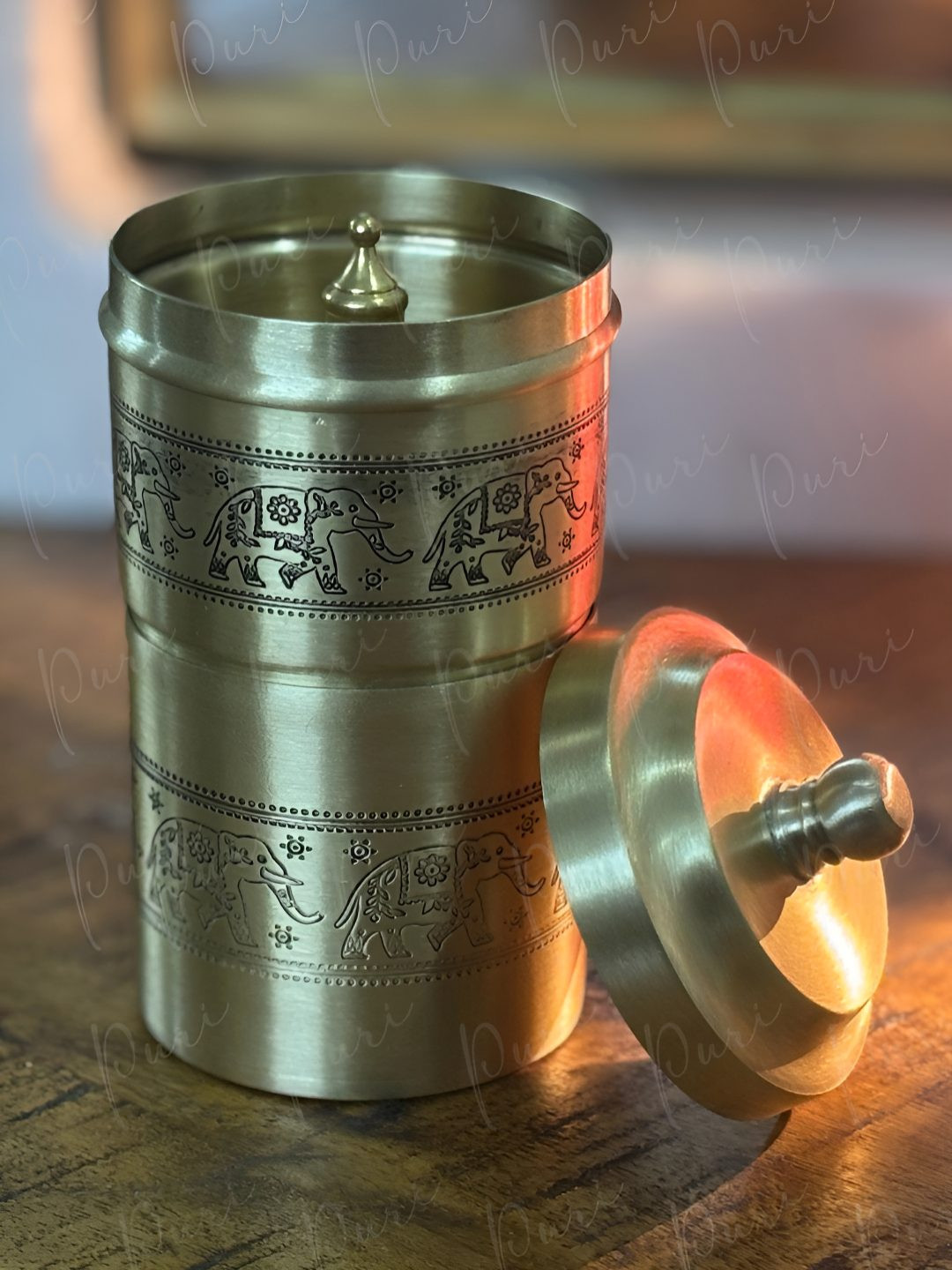 PURI Elephant Marathon Brass South Indian Coffee Filter Matt Finish - 150 ml