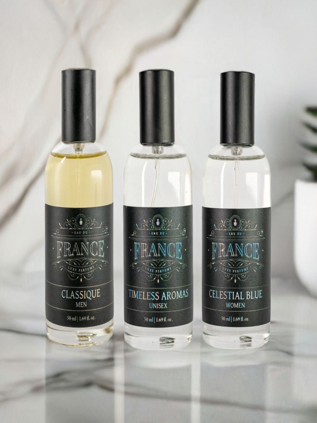 Eau DuFrance Set Of 3 Timeless Aromas Classique & Celestial Blue Eau De Parfum - 50ml Each
