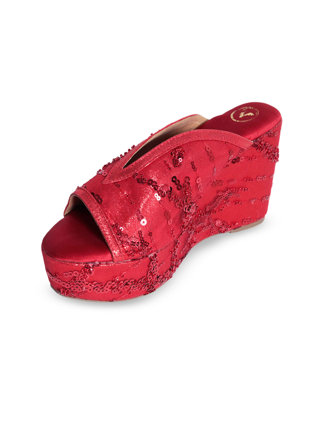 Sana K Luxurious Footwear Women Embellished Party Open Back Platform Heels