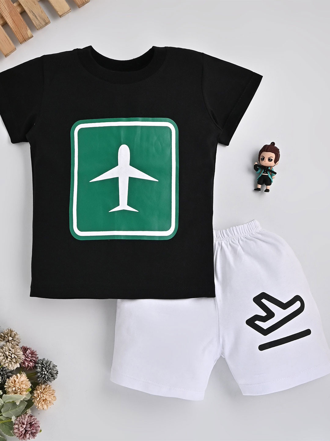 KIDSCUTE Boys Printed Short Sleeves Pure Cotton T-shirt With Shorts