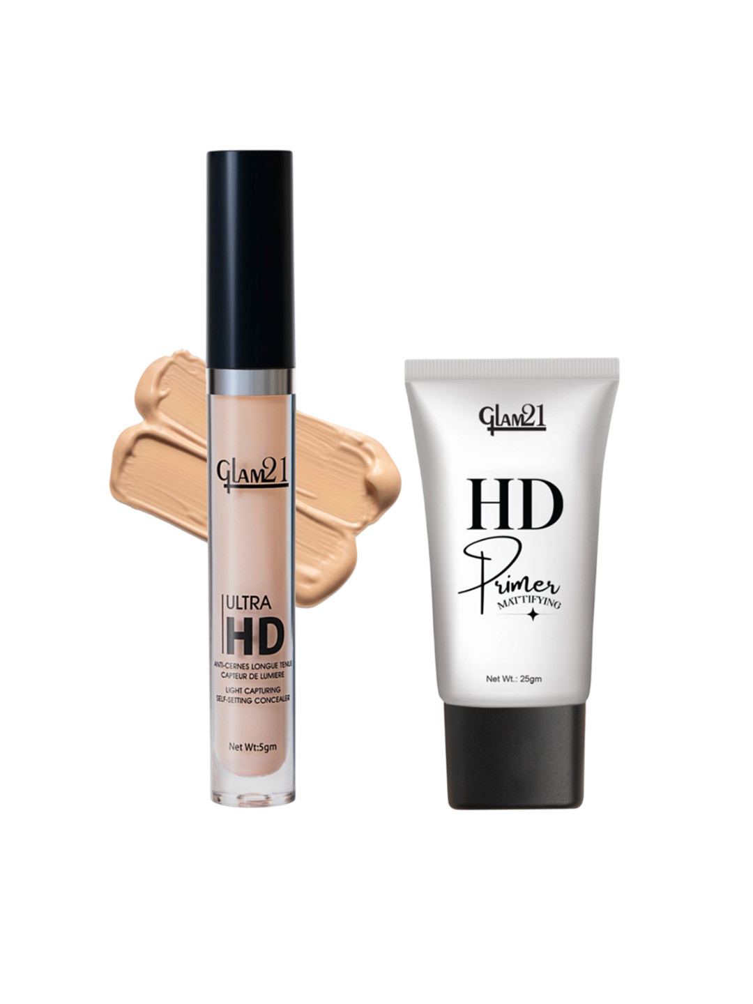 GLAM21 Set of Ultra HD Concealer 5g - Medium Ivory & Illuminating Primer 25g - 01