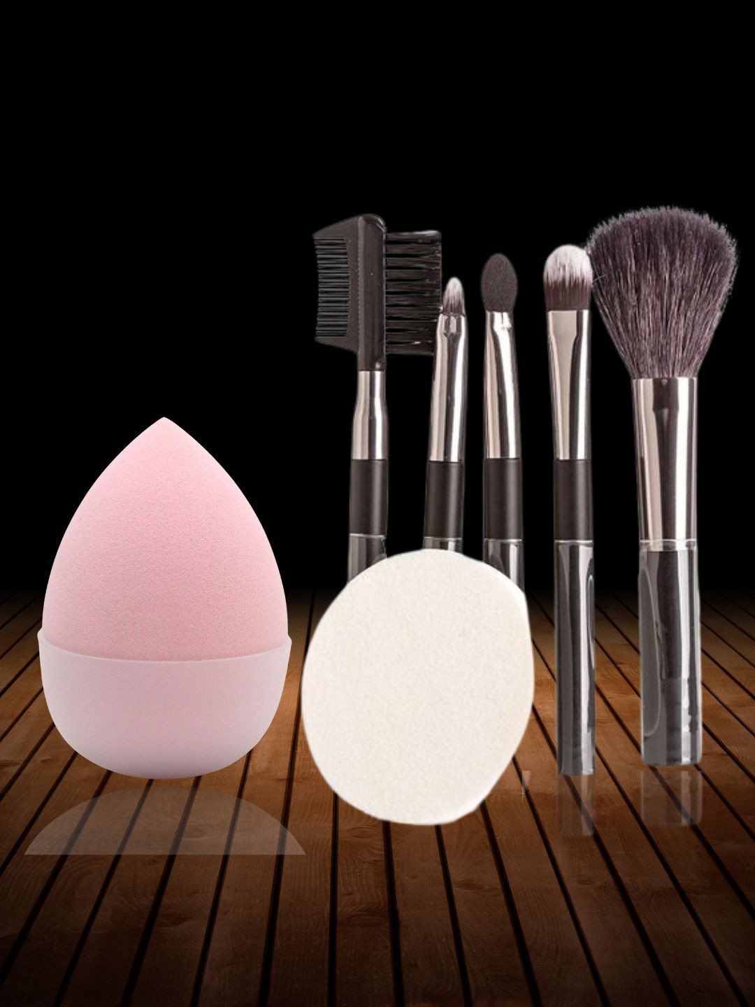 basicare Set Of 6 Beauty Blender With Makeup Brush Set