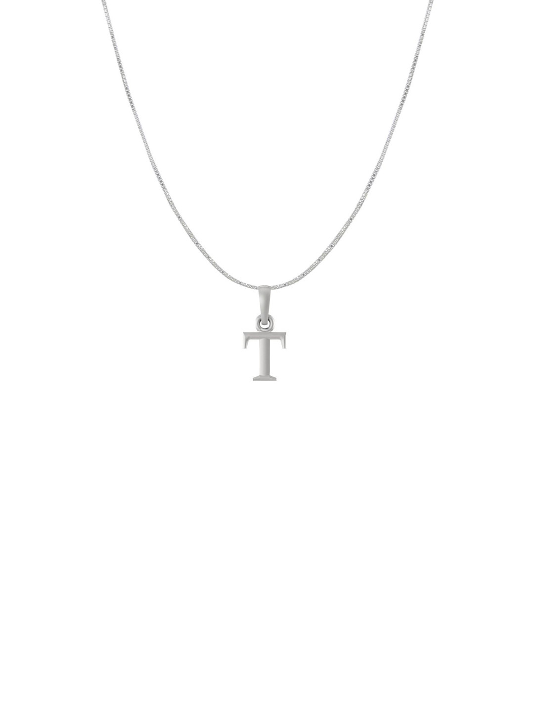 Metronaut 92.5 Sterling Silver T Alphabet Pendant With Box Chain