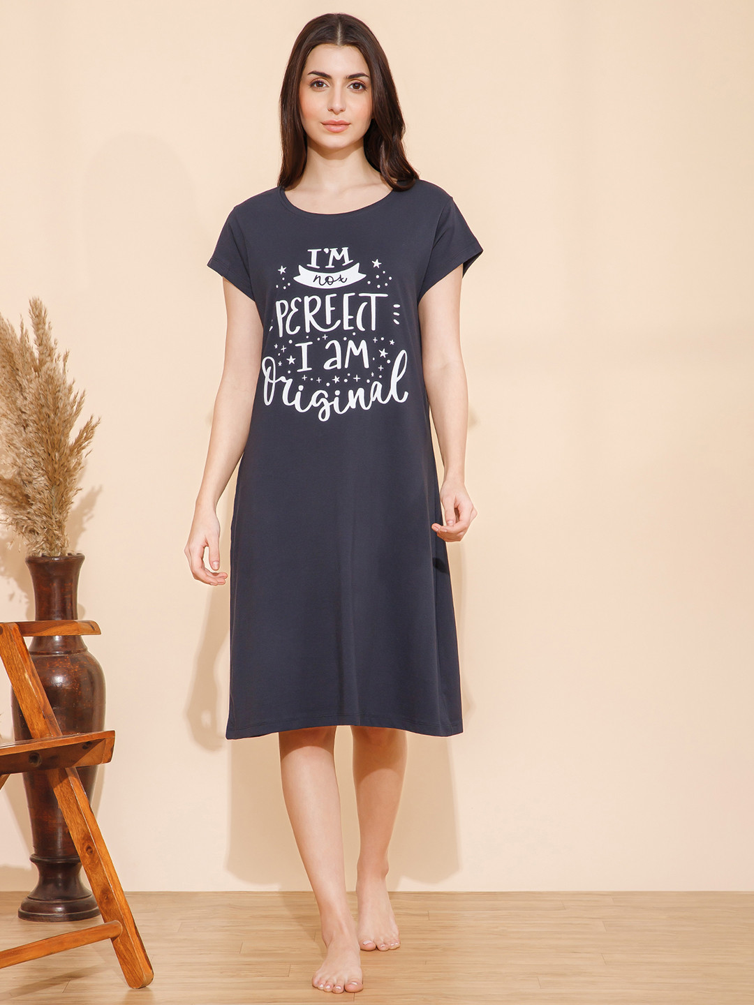 Mushy Mod Printed Pure Cotton T-shirt Nightdress