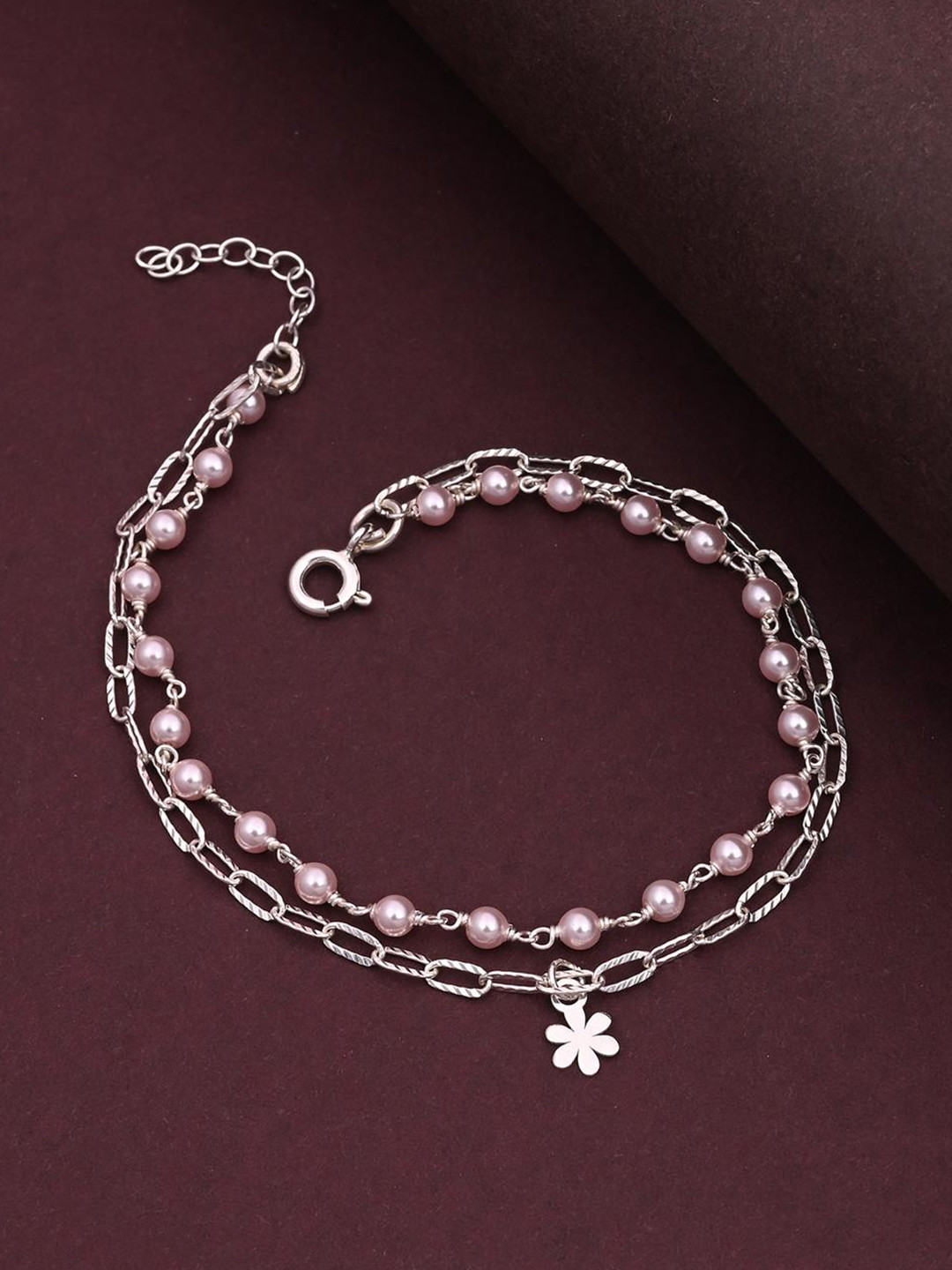 Ovana jewels 92.5 Sterling Silver Pearls Beaded Ocean Wraparound Bracelet