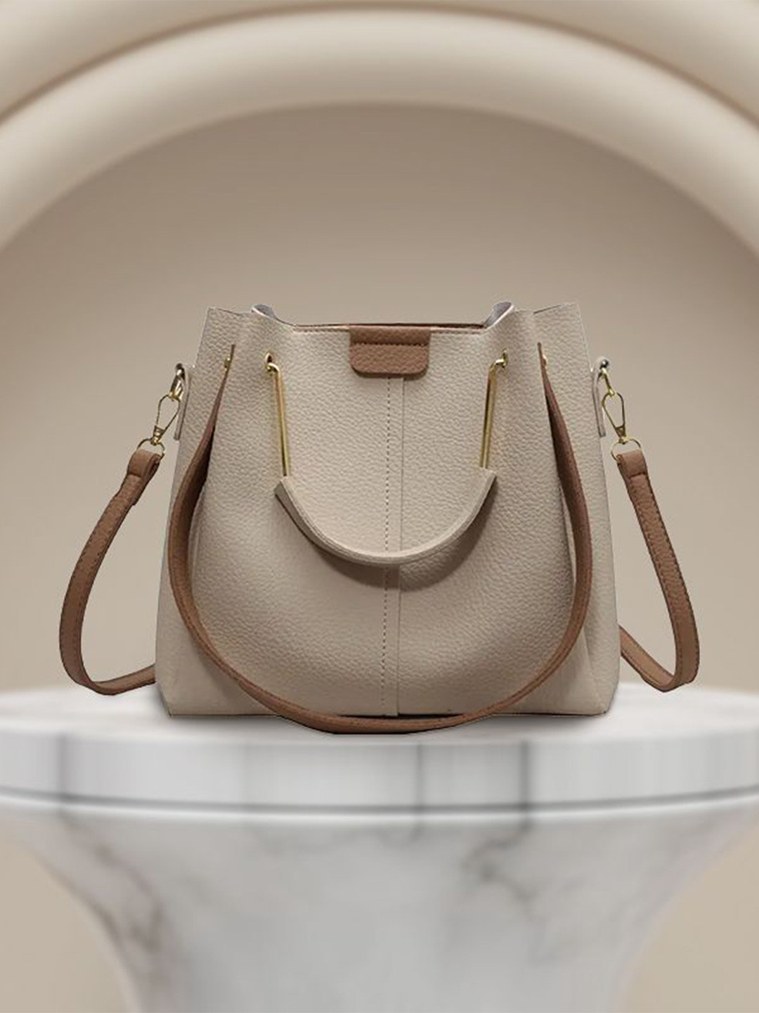 Horse and Hash Textured PU Shoulder Bag