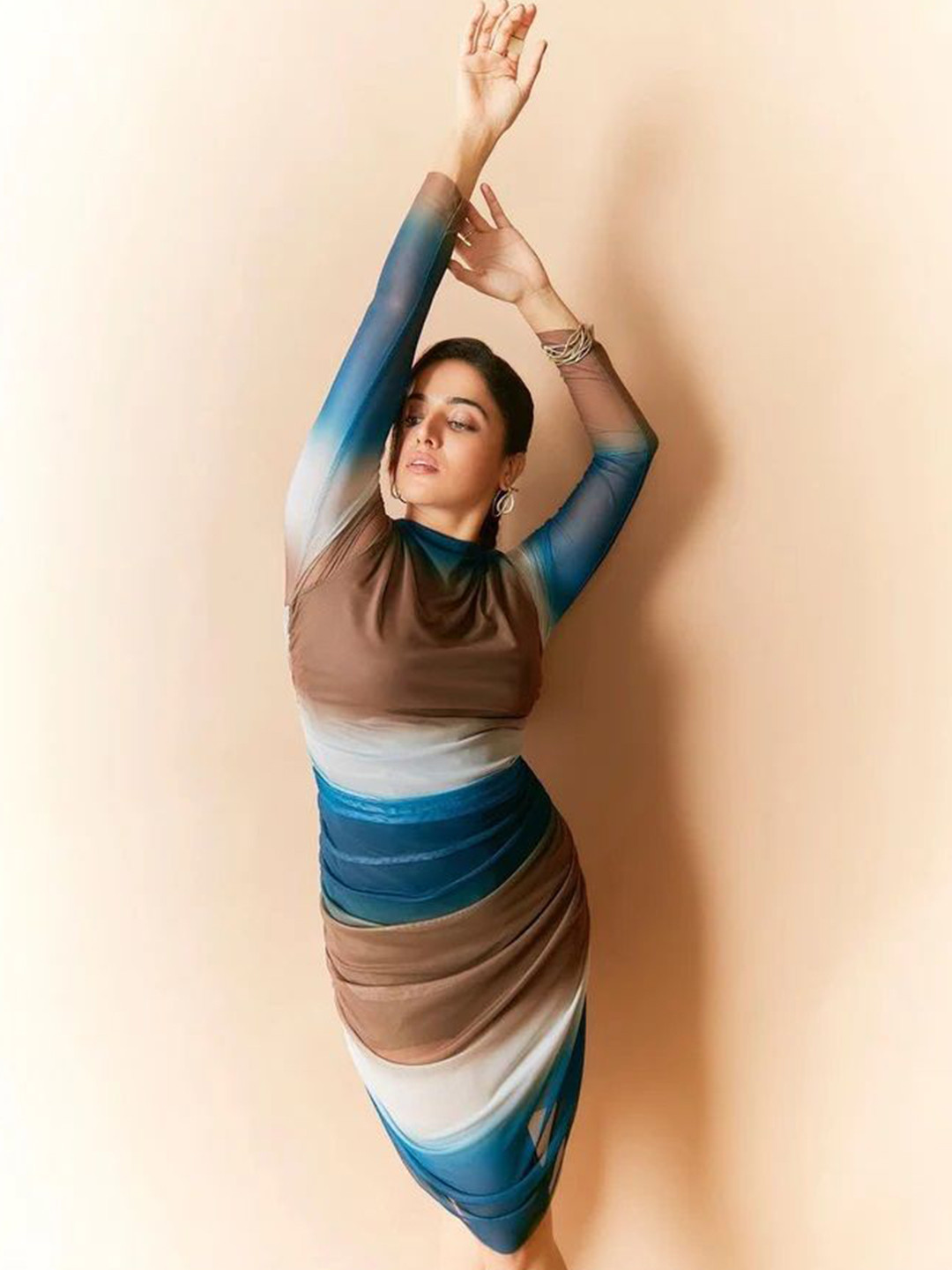 TRENBEE Women Self Design Ombre Bodycon Knee Length Dress