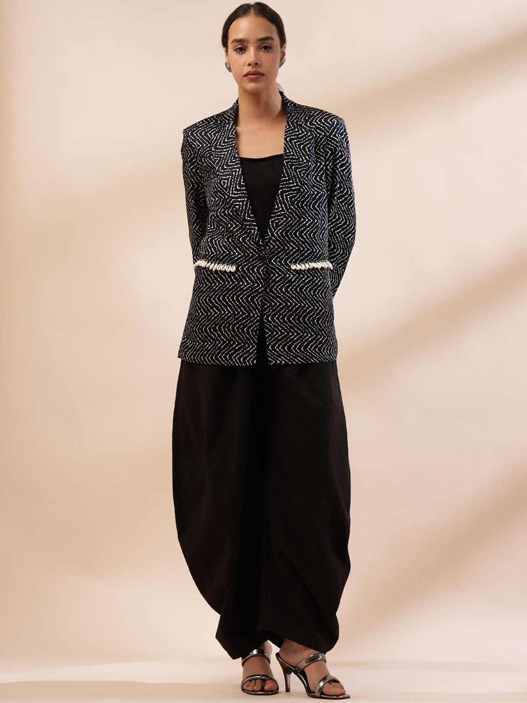 Kyra Women Chevron Printed Velora Tailored Jacket