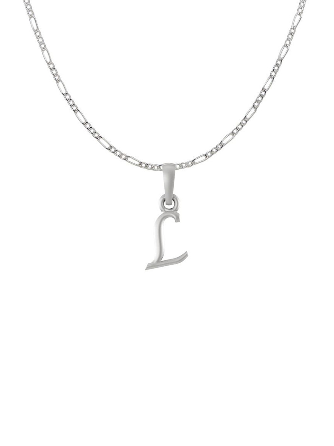 Metronaut 92.5 Sterling Silver L Alphabet Pendant with Figaro Chain