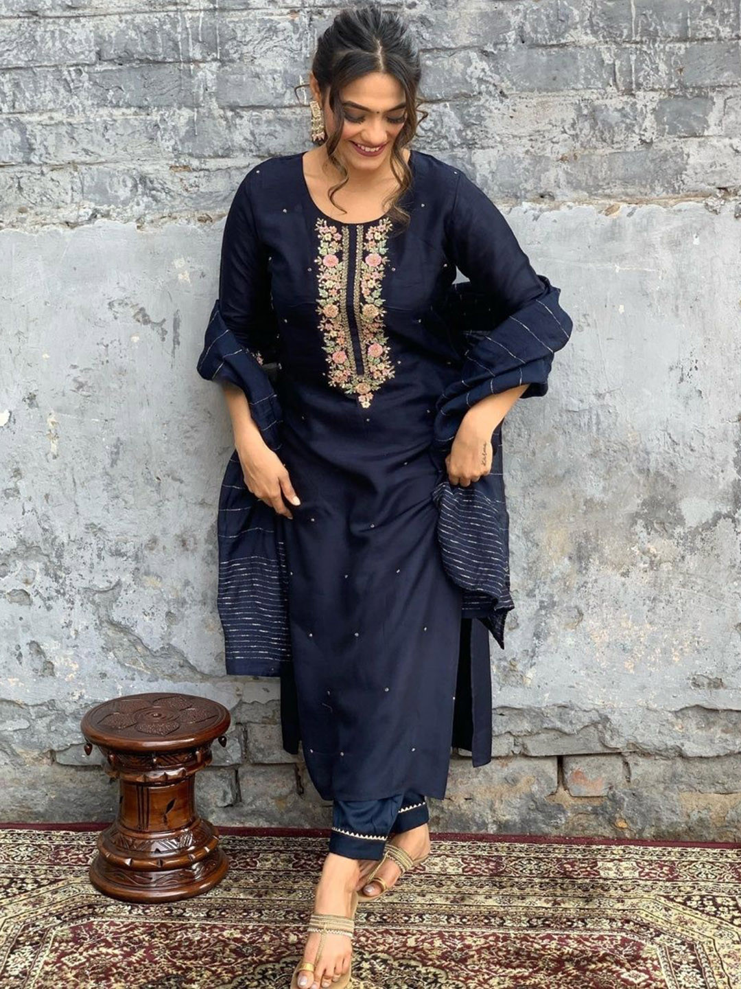 KALINI Women Floral Embroidered Kurta with Trousers & Dupatta