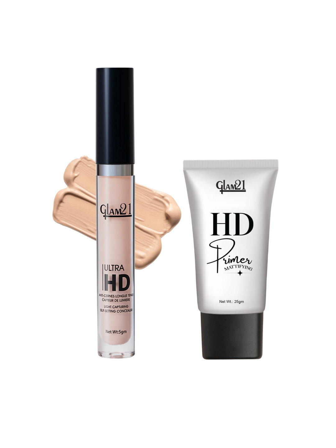GLAM21 Set Of 2 Ultra HD Self-Setting Concealer 5g & HD Mattifying Primer 25g