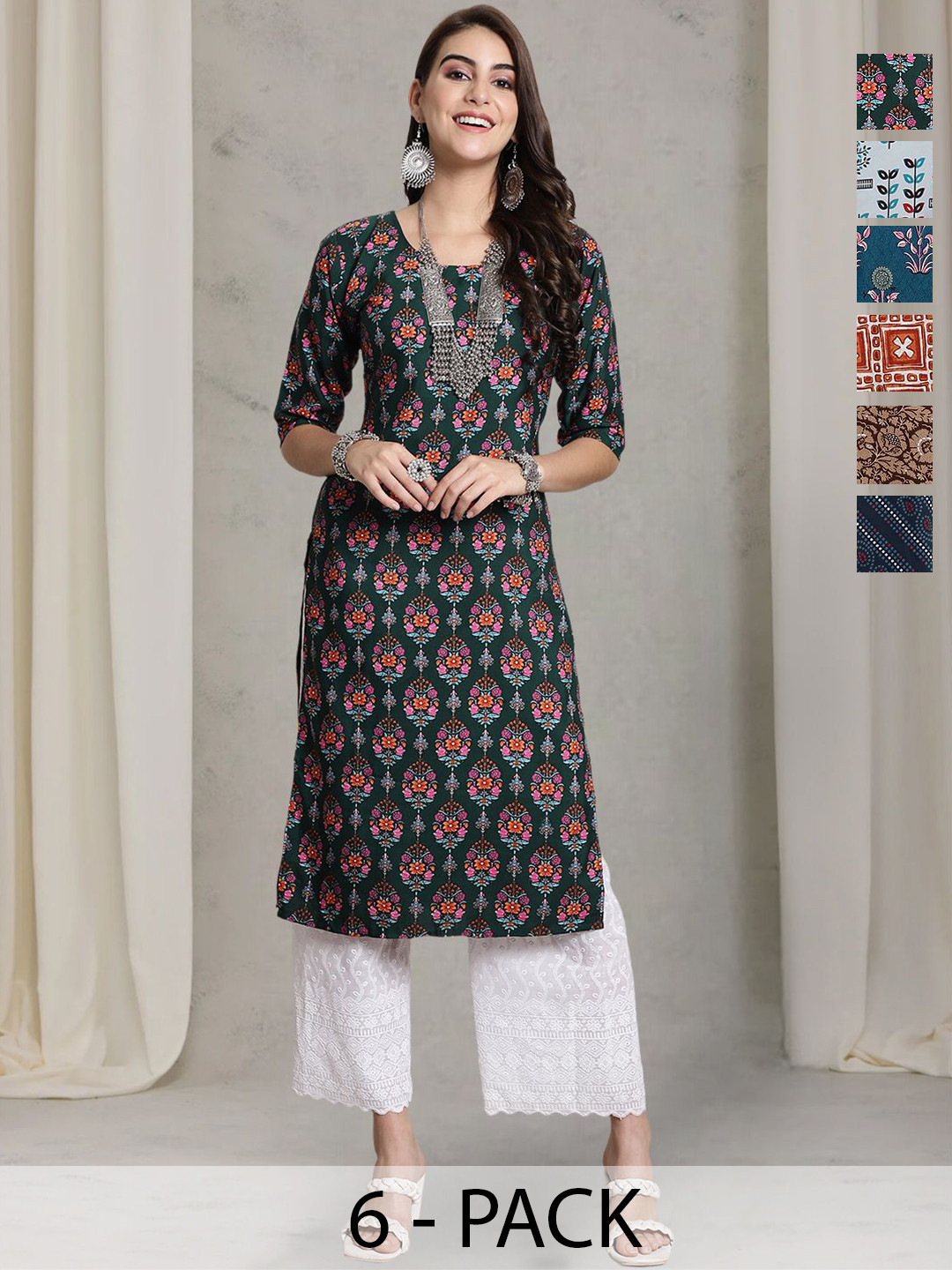 7Threads woman ethnic motifs rugular straght knee leanth thread work