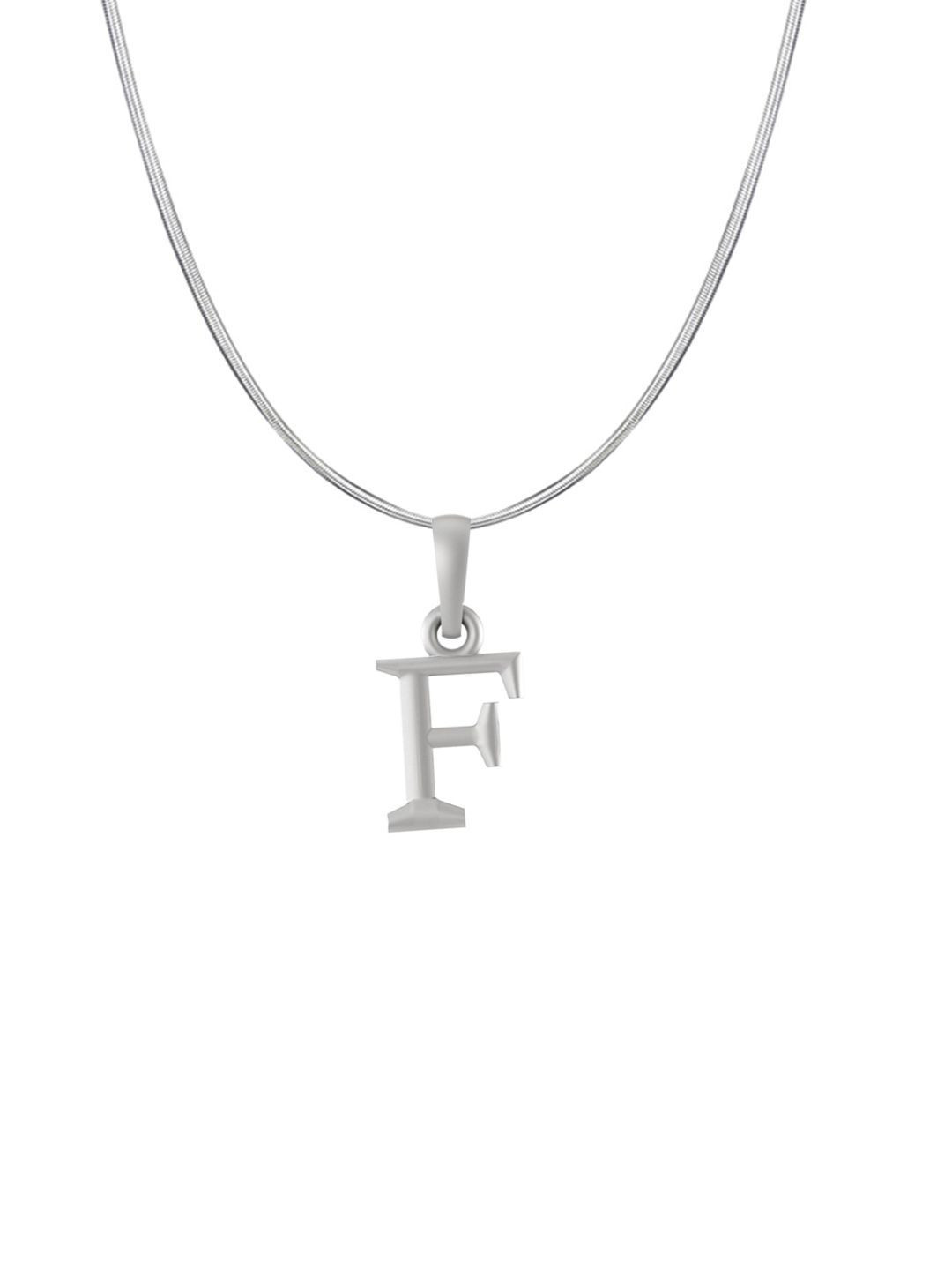 Metronaut 92.5 Sterling Silver F Alphabet Pendant With Snake Chain
