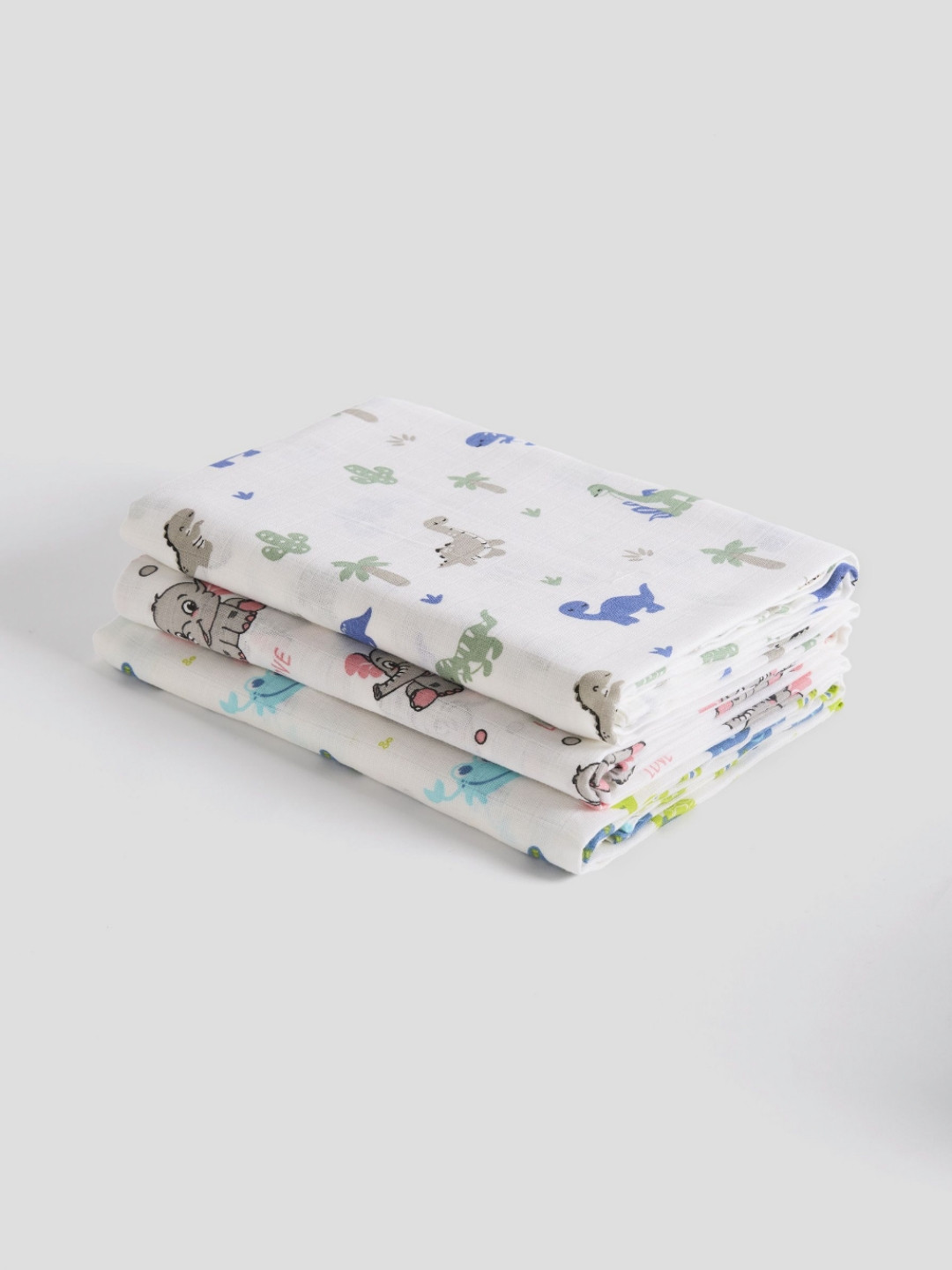 Biglilpeople White & Yellow 3 Pieces Abstract Printed Summer Single Bed Swaddles