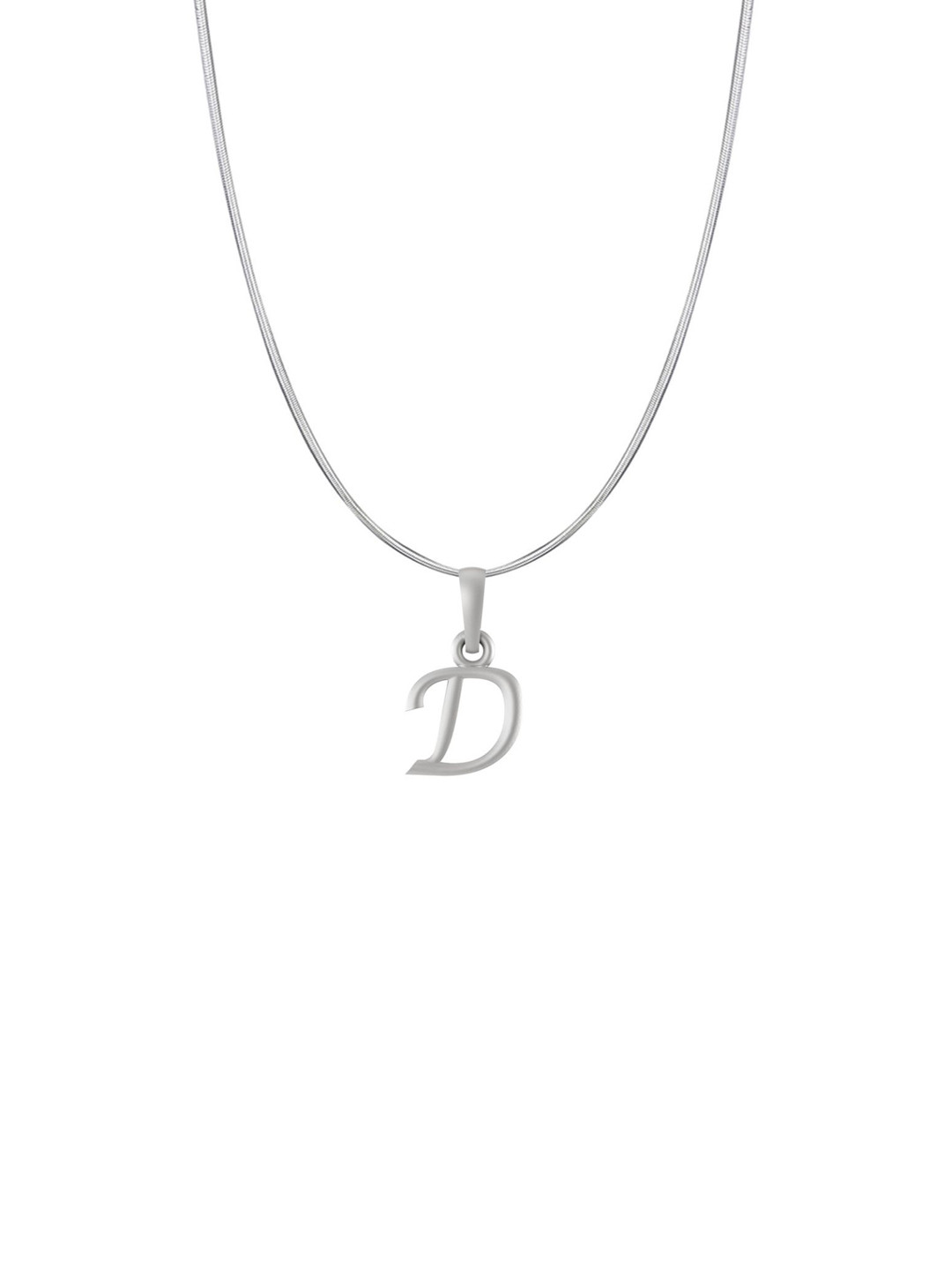 Metronaut 92.5 Sterling Silver D Alphabet Pendant with Snake Chain