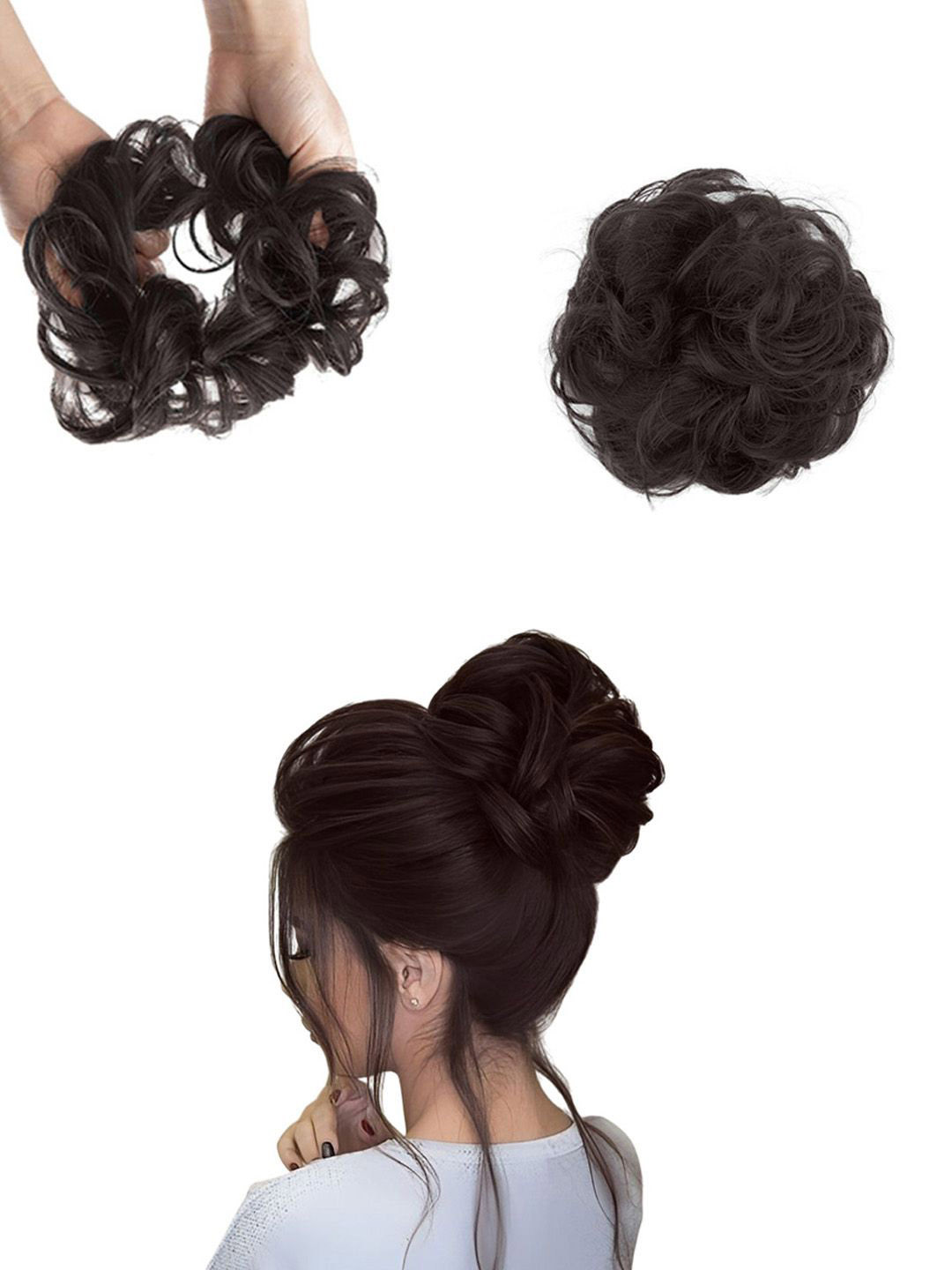 VIEWS Halo Curly Bun Long Lasting Hair Extension - Brown - 7 Inch