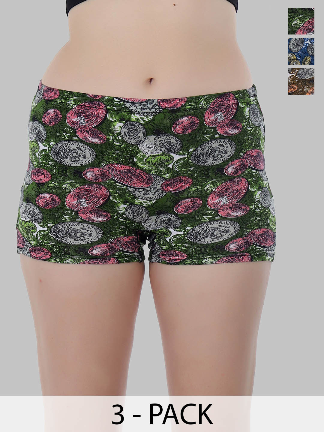 SELFCARE Pack Of 3 Printed Boy Shorts Briefs SN3490