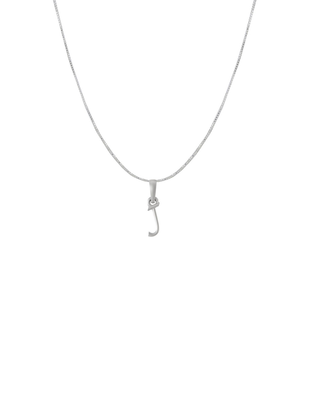 Metronaut 92.5 Sterling Silver J Alphabet Pendant With Box Chain