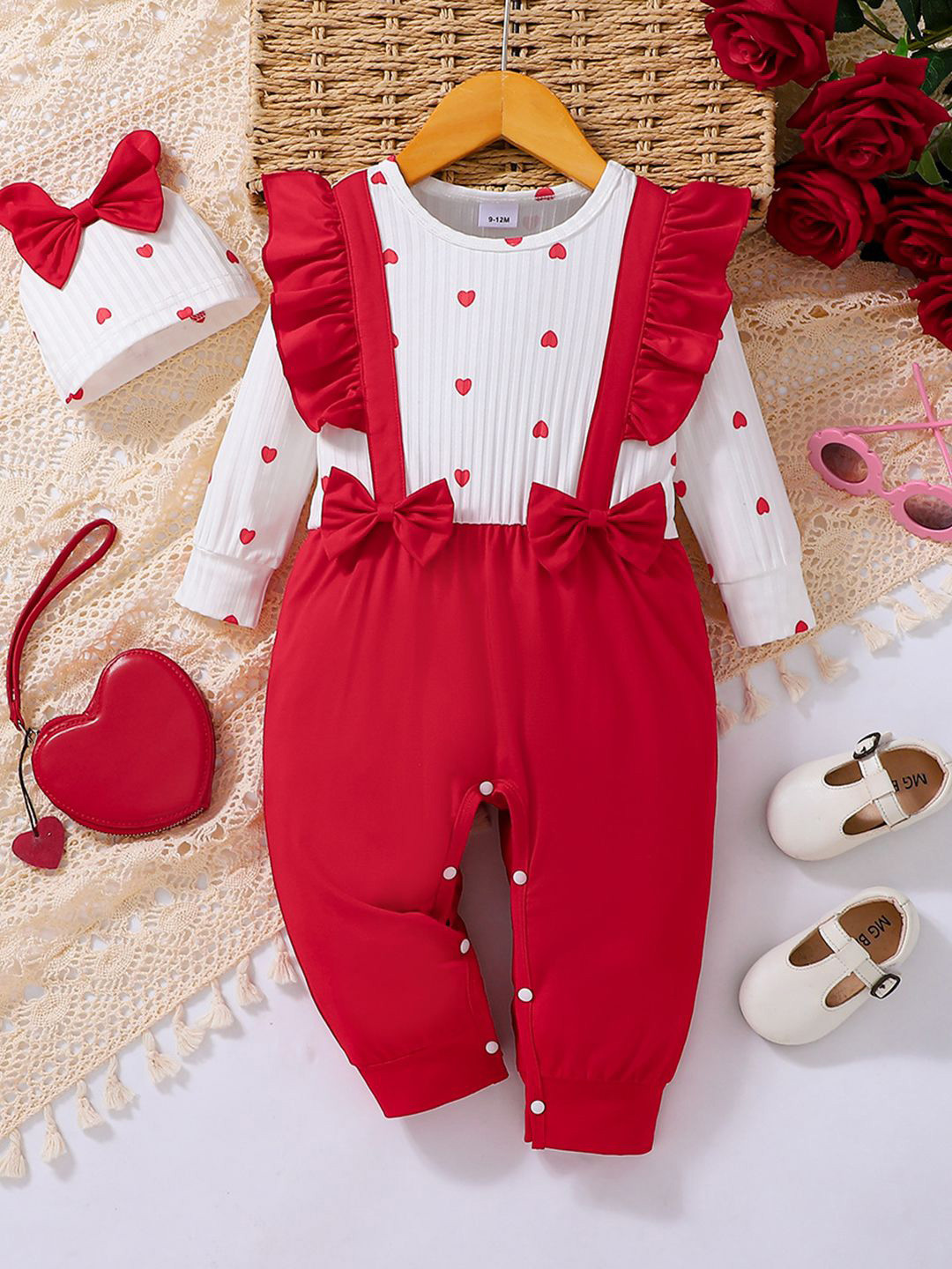 YK Infant Girls Printed Cotton Rompers With Matching Cap