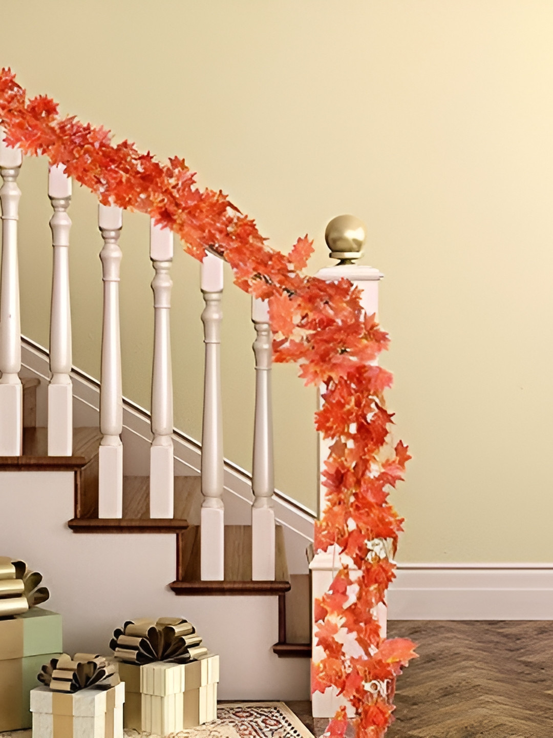 Nutts Orange 12 Pieces Hanging Leaf Vine Artificial Flower