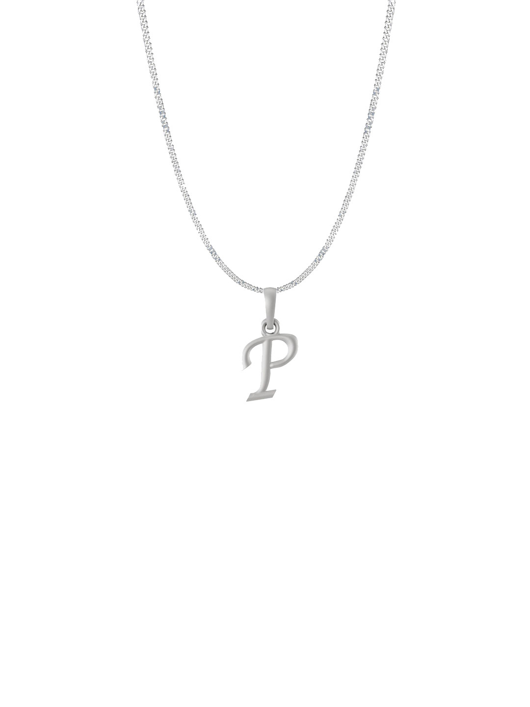 Metronaut 92.5 Sterling Silver P Alphabet Pendant With Curb Chain