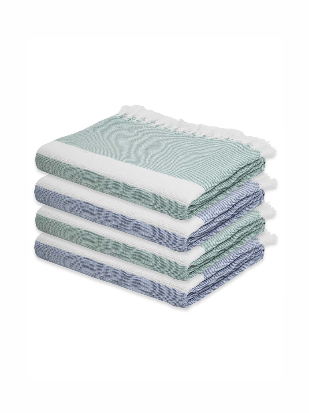 The Bath Community Grey & Blue Solid 225GSM Set of 4 Anti-Bacterial Cotton Bath Towel